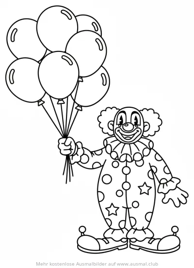 Clown hält Luftballons Ausmalbild