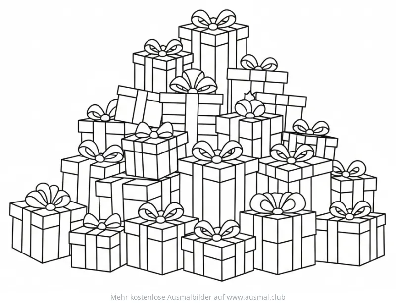 Geschenke Berg Ausmalbild