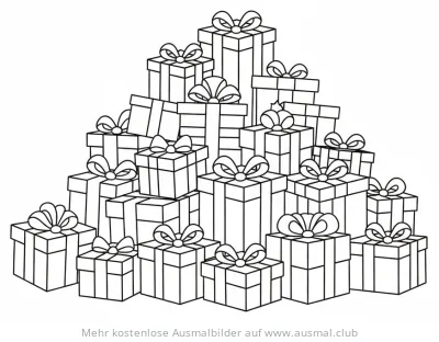 Geschenke Berg Ausmalbild