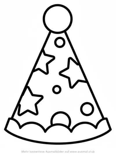 Geburtstagshut mit Sternen und Kreisen Ausmalbild