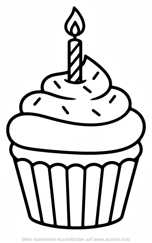 Cupcake mit Kerze Ausmalbild