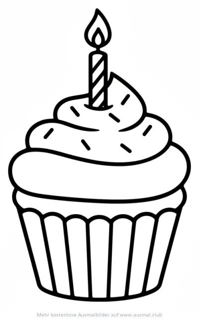 Cupcake mit Kerze Ausmalbild