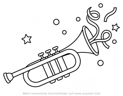 Trompete mit Konfetti Ausmalbild