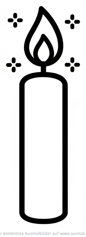 Kerze Ausmalbild mit Sternchen