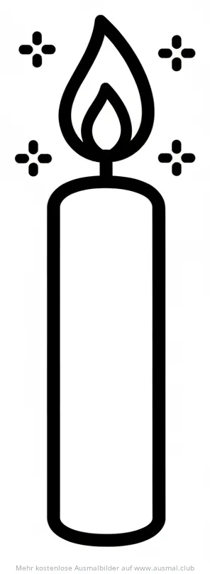 Kerze Ausmalbild mit Sternchen