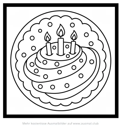 Geburtstagskuchen mit Kerzen Ausmalbild