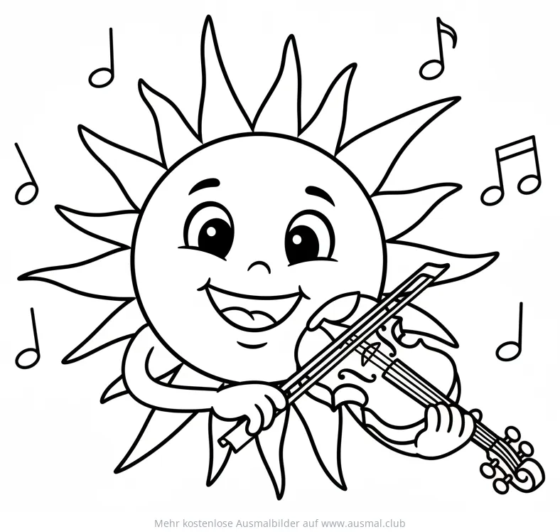 Sonne spielt Geige Ausmalbild