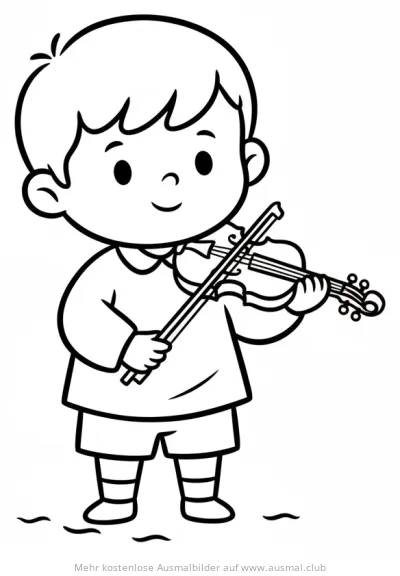 Junge spielt Geige Ausmalbild