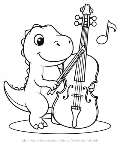 Dino spielt Geige Ausmalbild