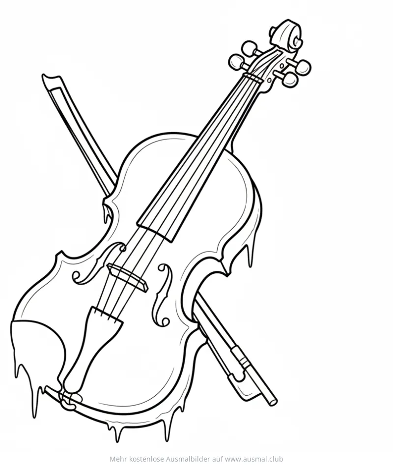 Geige Ausmalbild mit Eiseffekt