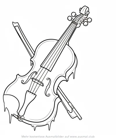 Geige Ausmalbild mit Eiseffekt