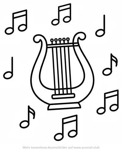 Lyra Ausmalbild mit Noten