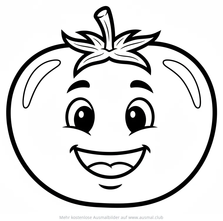Freundliche Tomate mit Gesicht Ausmalbild
