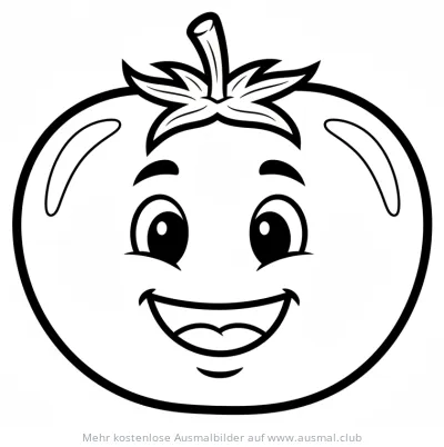 Freundliche Tomate mit Gesicht Ausmalbild