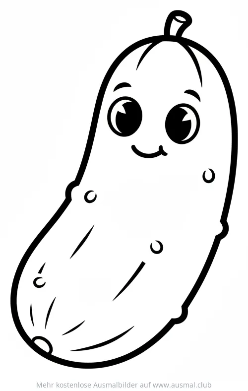Freundliche Gurke mit Gesicht Ausmalbild