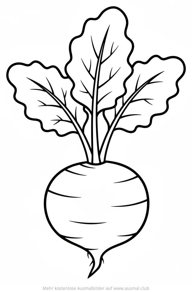 Rote Bete Ausmalbild mit Blättern