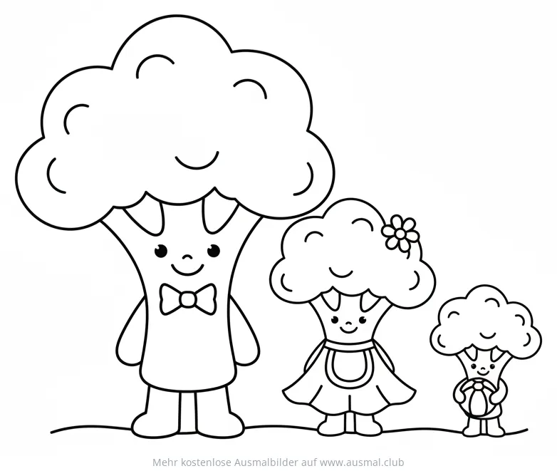 Brokkoli Familie Ausmalbild
