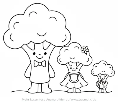 Brokkoli Familie Ausmalbild