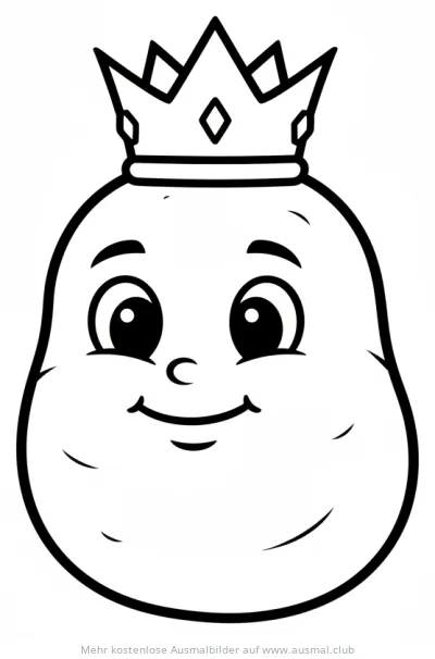 Kartoffel König Ausmalbild mit Krone
