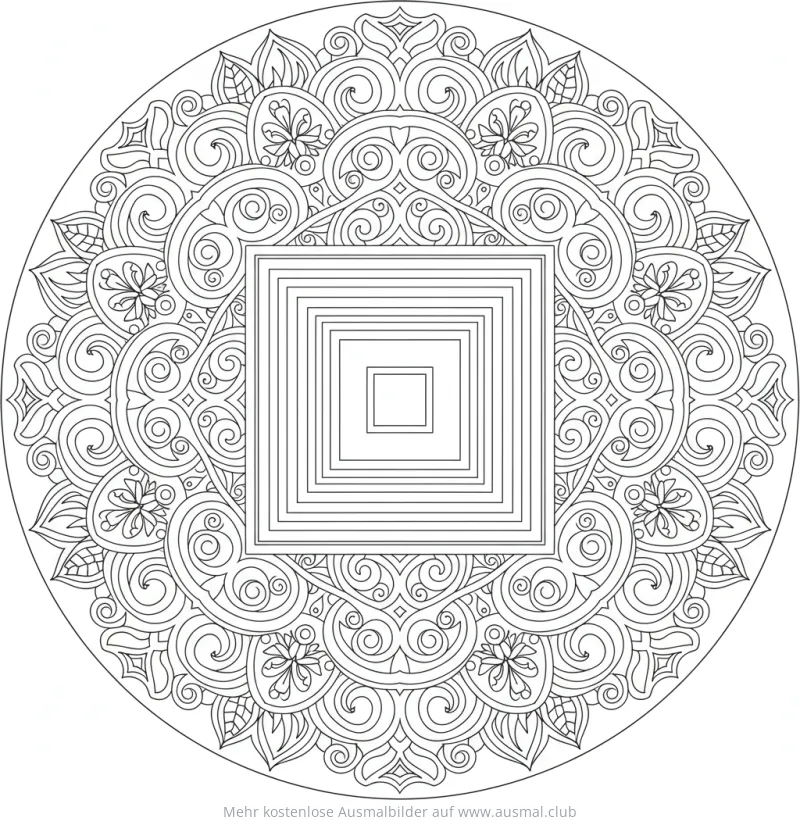 Geometrisches Muster mit Quadraten Ausmalbild