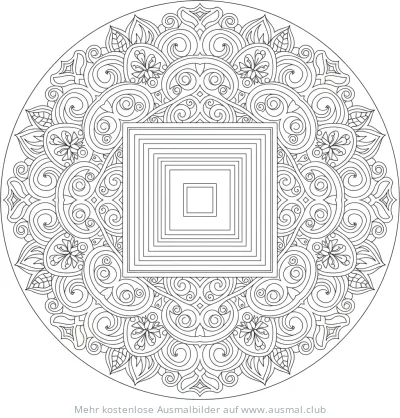 Geometrisches Muster mit Quadraten Ausmalbild