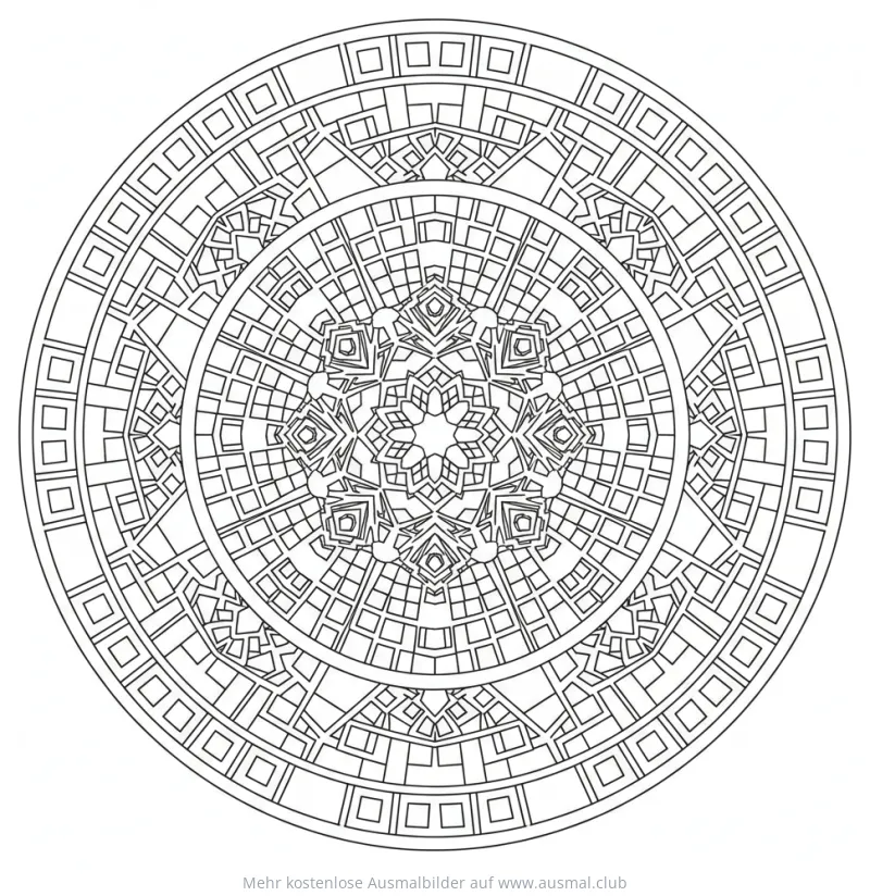 Quadrat-Mosaik Ausmalbild im Kreis angeordnet