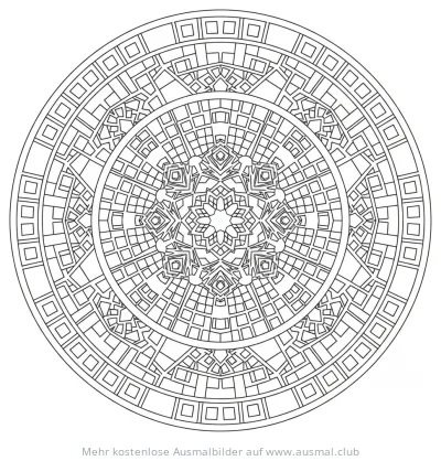 Quadrat-Mosaik Ausmalbild im Kreis angeordnet
