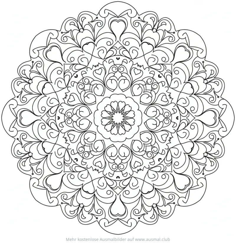 Herzen Mandala Ausmalbild