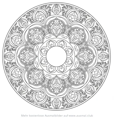 Komplexes Fraktale Mandala Ausmalbild