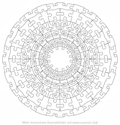 Puzzle Mandala Ausmalbild im geometrischen Stil