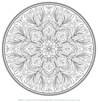 Wirbelnde Federn Mandala Ausmalbild