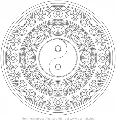 Yin Yang Symbol in Mandala Ausmalbild