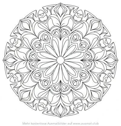 Kreis Mandala Ausmalbild mit floralen Elementen