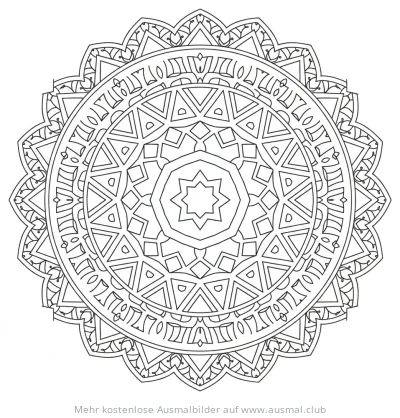 Hexagone Mandala Ausmalbild mit geometrischen Mustern