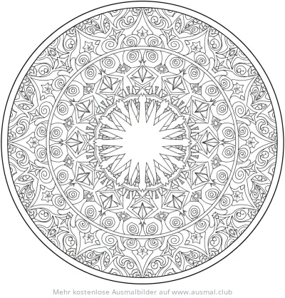 Sterne Mandala Ausmalbild mit geometrischen Mustern