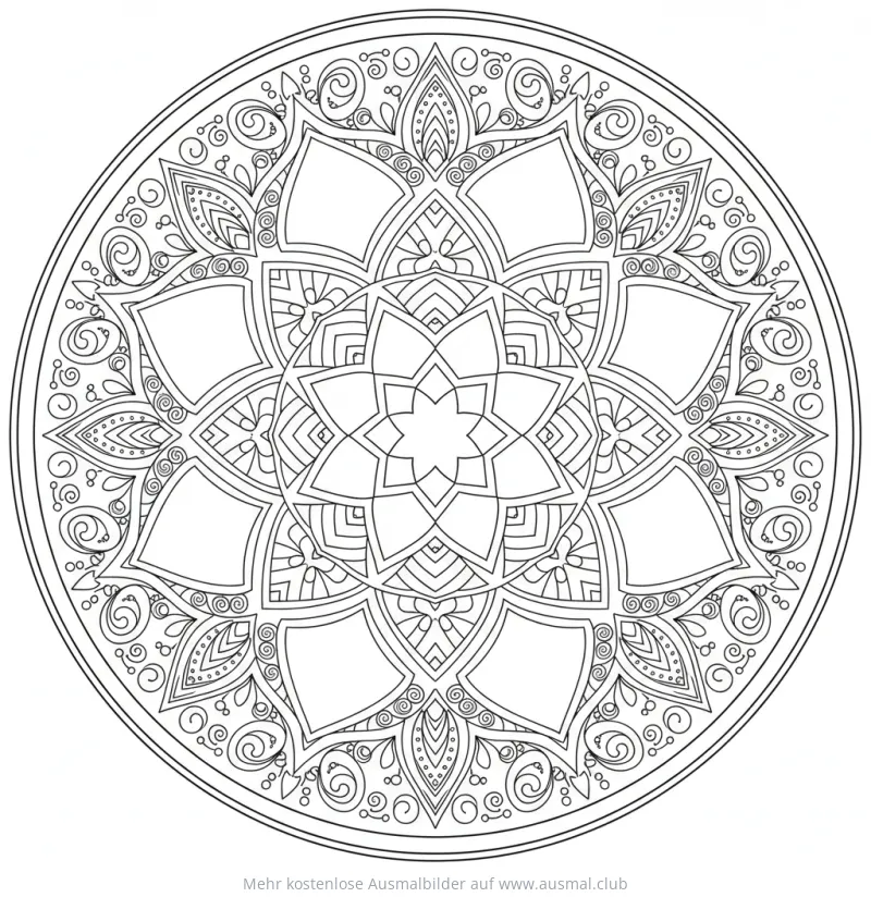 Diamanten Mandala Ausmalbild