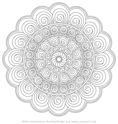 Spiralen Mandala Ausmalbild