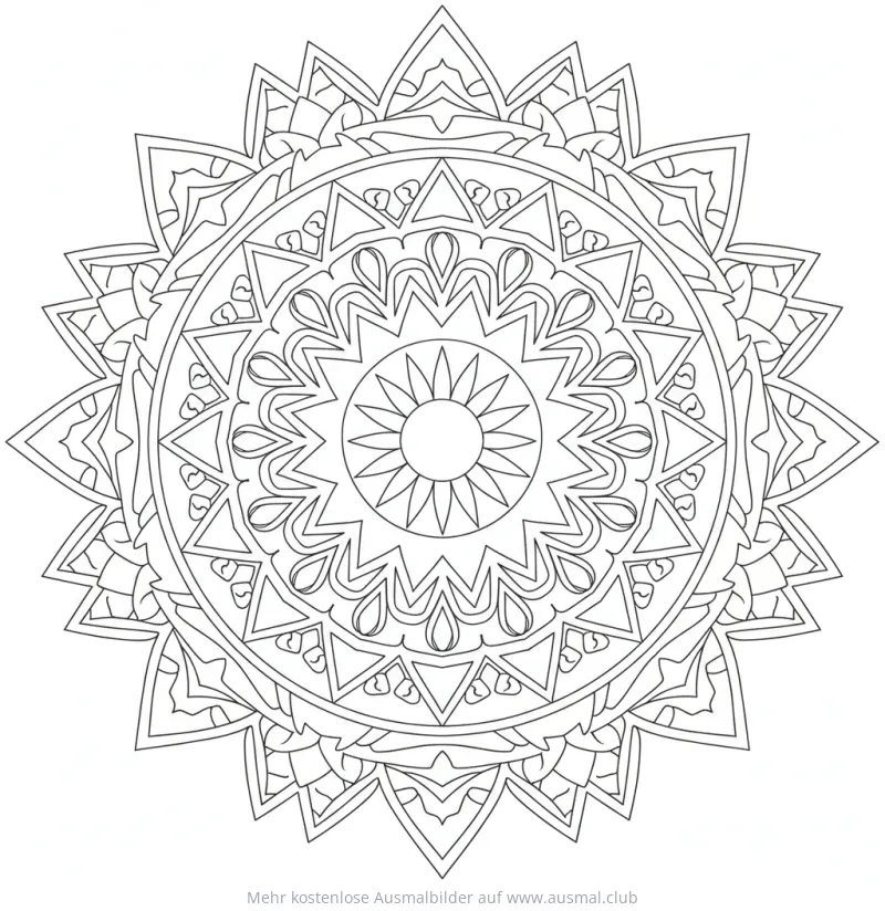 Geometrisches Muster aus Dreiecken als Mandala Ausmalbild