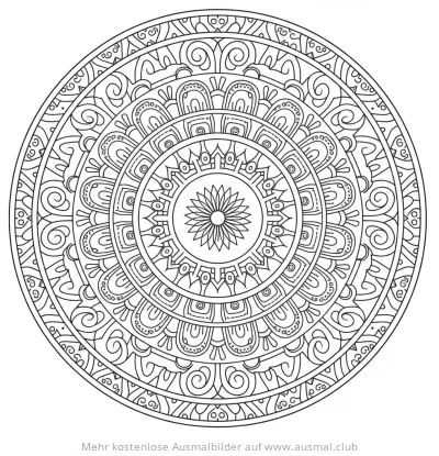 Tribal Mandala Ausmalbild mit floralem Zentrum