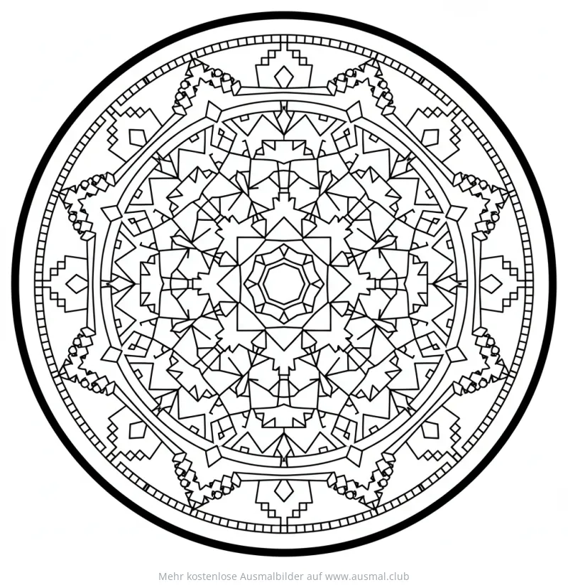 Pixelart Mandala Ausmalbild