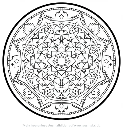 Pixelart Mandala Ausmalbild