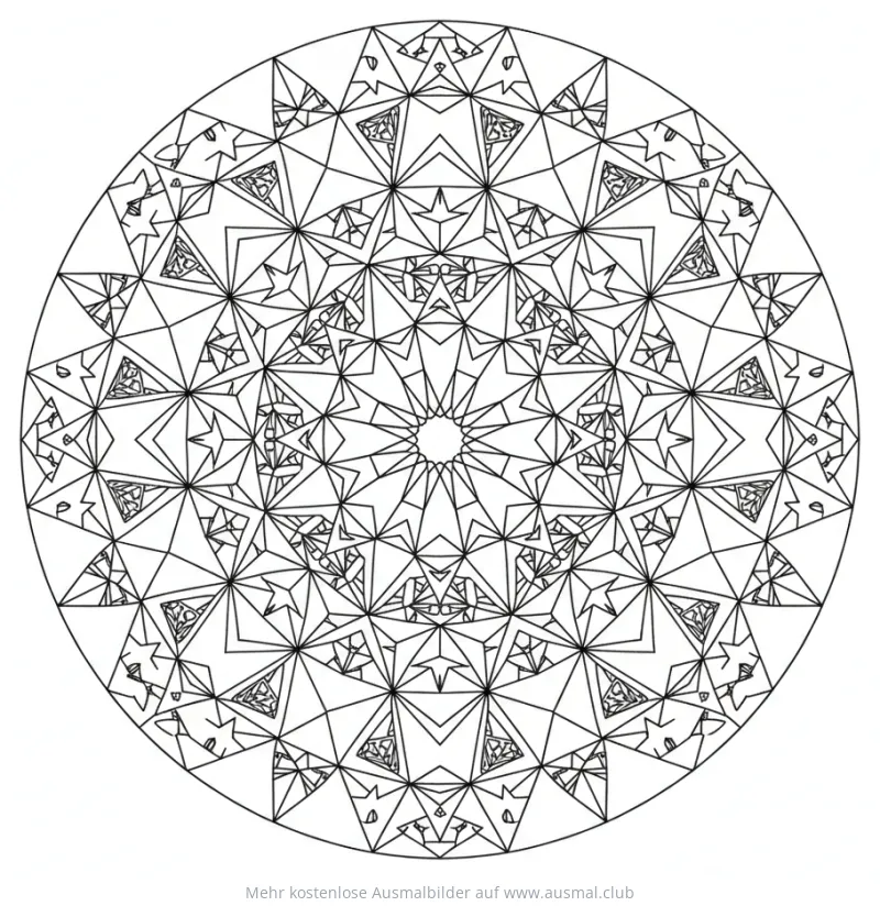 Komplexes Dreiecke Mandala Ausmalbild