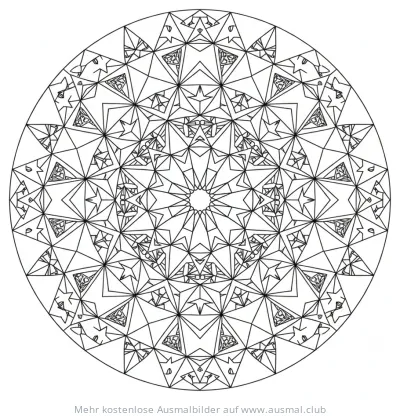 Komplexes Dreiecke Mandala Ausmalbild
