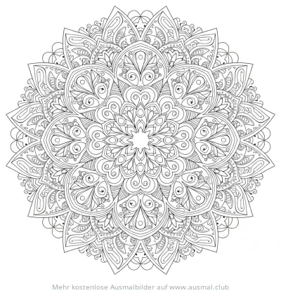 Federn Mandala Ausmalbild mit filigranen Mustern