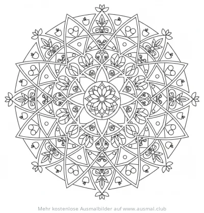 Kreise und Dreiecke in Mandala-Form Ausmalbild