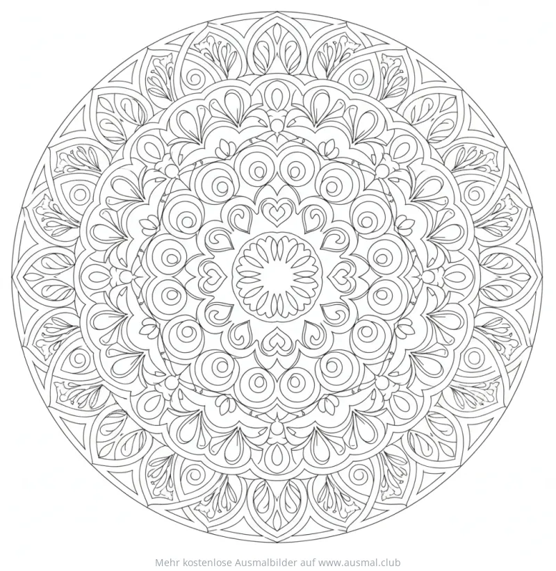 Kaleidoskop Ausmalbild mit floralen Mustern