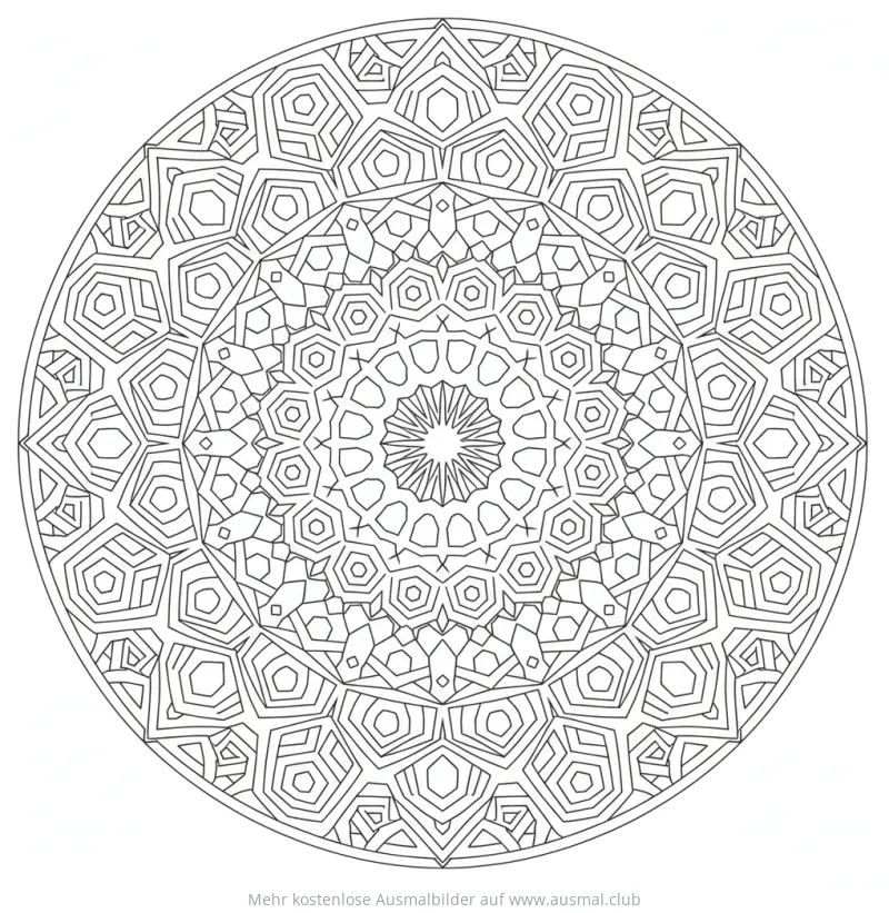 Hexagon Mosaik Ausmalbild mit geometrischen Formen