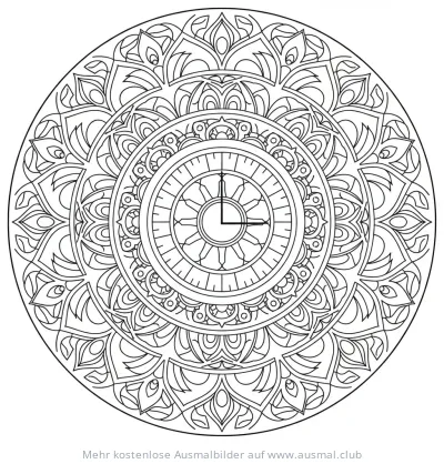 Uhr Mandala Ausmalbild