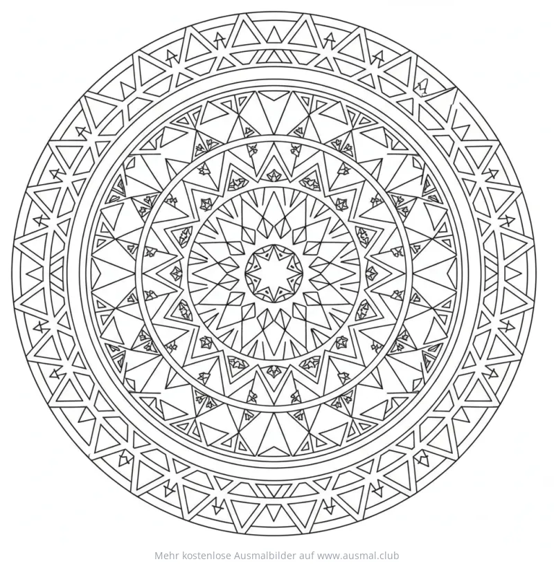 Stern und Dreieck Mandala Ausmalbild