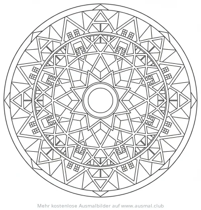 Geometrisches Muster mit Quadraten und Dreiecken Ausmalbild